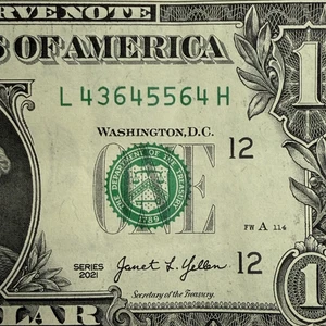 Quad Triple 4s Two Pairs 6s 5s Fancy Serial Number One Dollar Bill L43645564H - Picture 1 of 6