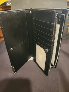 Huztencor Portafoglio da Viaggio in Pelle Nera con Blocco RFID 8 x 4 pollici Nuovo con scatola A284 - Foto 1 di 6