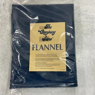 Sábana plana de franela lisa The Company Store 5 oz doble azul marino profundo algodón E3H5 Foto 1 de 4