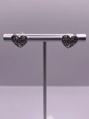 Heart Tree Earrings Sterling Silver With Orange CZ Stone  - Image 1 of 4