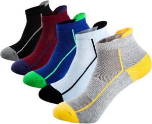 Mens Low Cut Ankle Athletic Socks Cotton Mesh Cushioned Running Ventilation Spor - Picture 1 of 12