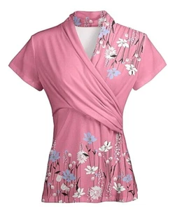 Rose & weiße Kurzarm Surplice Tunika-Damen... Lilie Große 12/14 - Bild 1 von 1