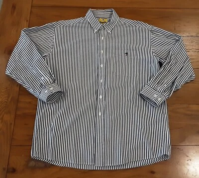 Duck Head Shirt Men XL Logo Pocket Oxford Button Up Black White Striped Long Slv - Image 1 of 4