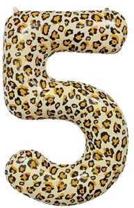 32" Leopard Print Number 5 Balloon – Digital Birthday, Wedding & Party Decor - Afbeelding 1 van 3