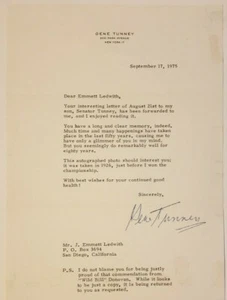1975 Boxer Gene Tunney carta firmada campeón peso pesado boxeo marino - Imagen 1 de 4