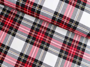 SCHOTTENKARO Karo Stoff Tartan Meterware Rot Weiß Beige Schwarz Weiß EUR 13,98/m - Bild 1 von 2