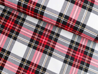 SCHOTTENKARO Karo Stoff Tartan Meterware Rot Weiß Beige Schwarz Weiß EUR 13,98/m - Bild 1 von 2