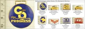 Ohio & Chessie railroad decorative fobs, various designs & keychain options - Picture 1 of 7