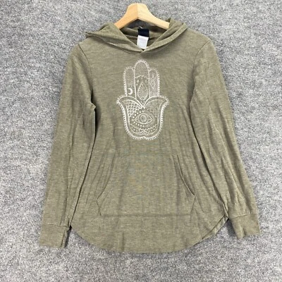 Modern Lux Hoodie Women S Small Gray Geometric Hooded Long Sleeve Pullover Rayon - Image 1 of 4