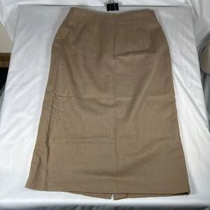 Langer Damenrock 12P Petite 100 % Wolle Bleistiftschlitz hellbraun beige warm Herbst Winter - Bild 1 von 10