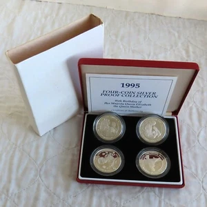 1995 QUEENMOTHER 95th BIRTHDAY 4 COIN SILVER PROOF SET - boxed/coa - Picture 1 of 5