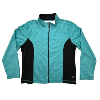 Chaqueta Be Inspired para mujer XL cremallera completa negra bloques de color ropa deportiva poliéster Foto 1 de 4