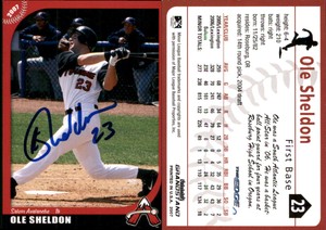 Ole Sheldon Signed 2007 Grandstand Salem Avalanche Card Auto AU