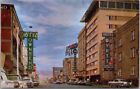 1950S Casper, Wyoming Postcard Downtown Street Scene / Hotels Wayne & Townsend