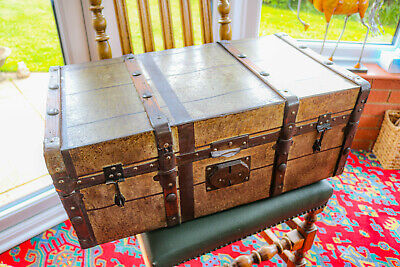 Vintage - Industrial Wooden Chest Trunk - Metal Lined - Original - Unqiue • 39.99£