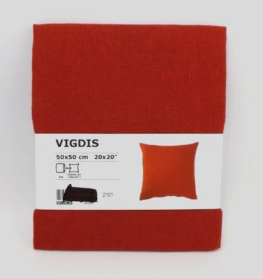 Funda Cojín Almohada Ikea VIGDIS 100% Ramie 20" X 20" Rojo-Naranja - NUEVA Foto 1 de 2