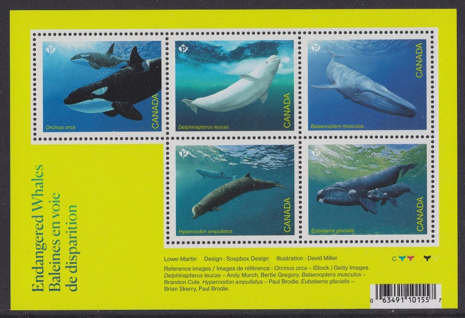 Canada 3327 Endangered Whales souvenir sheet MNH 2022 - Image 1 of 1