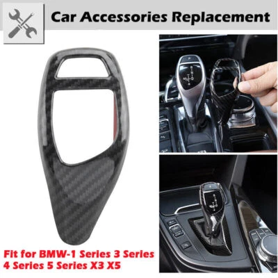 Cubierta de perilla de cambio de marchas estilo fibra de carbono para BMW F30 F20 F10 F15 F25 X5 X3. Foto 1 de 4