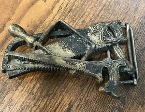 Cut out TOOLS Hammer Saw  Solid brass belt buckle by Baron Buckles 1981 Vintage - Picture 1 of 6