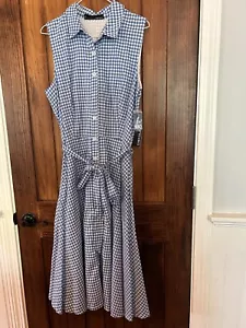 Chetta B Midi Hemdblusenkleid Kleid Gr. 14 Knopfleiste Gingham Karo blau weiß - Bild 1 von 12