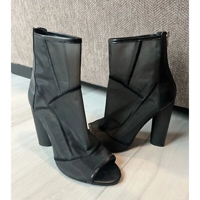 Steve Madden Negro Peep Toe Transparente Botines Cremallera Lateral Mujer’s Talla 8M Foto 1 de 4