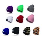 Beanie w/ Illuminated Knitted Winter Light 4 LED Cap for Headlight Rechargeable
