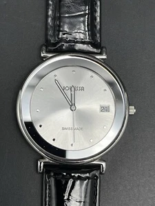 Jowissa Strada Women's Silver Swiss Made Black Leather Band Watch - Picture 1 of 9