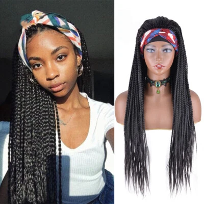 Pelucas trenzadas pelucas diadema caja natural sintética trenzas pelucas para mujeres negras Foto 1 de 4
