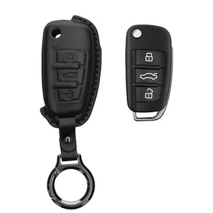 Custodia Chiavi Auto Pelle per Audi con 3 tasti pieghevole con Anello - Foto 1 di 8