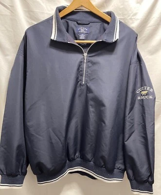 VTG CUTTER & BUCK LS 1/2 zip pullover golf windbreaker women's size L navy blue - Image 1 of 4