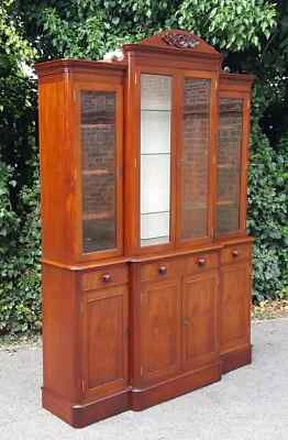 VICTORIAN BREAKFRONT LIBRARY BOOKCASE MADE BY CHARLES BARR PAIR AVAILABLE - Image 1 of 4