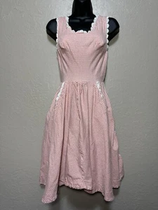 Unique Vintage Barbie Dress Gingham Size Small Sleeveless Orange /White - Picture 1 of 10