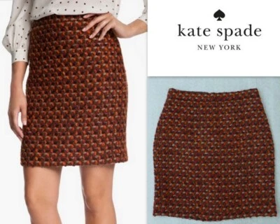 Falda lápiz KATE SPADE Judy Tweed mezcla lana M(?) en rojo/marrón Foto 1 de 4
