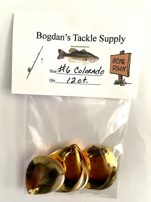 12ct. Oro #6, hojas Colorado. Piezas de cebo giratorio, bajo, lucio, señuelos Muskie Foto 1 de 2