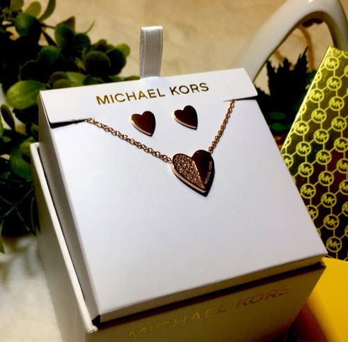 ✨Michael Kors Collana Cuore in Oro Rosa con Orecchini Set✨