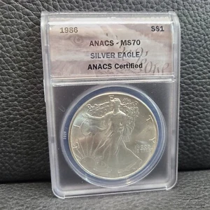1986 $1 American Silver Eagle Dollar ANACS MS70 - Picture 1 of 4