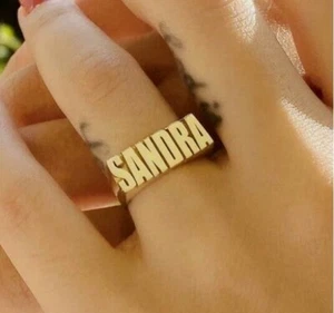 CHRISTMAS GIFT Solid Metal Women's Custom SANDRA Name Band Ring 925 Silver GIFT - Picture 1 of 6