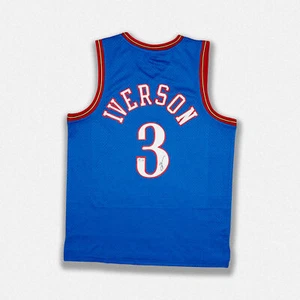 Allen Iverson Philadelphia 76ers Signed Autographed Pro Style Blue Jersey BAS - Picture 1 of 2