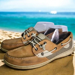 Sperry Rosefish Womens 10 Boat Shoes Tan Ivory Leather Slip-on Casual Outdoor - Picture 1 of 8