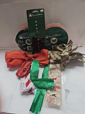 Xmas Christmas Scraps Of Ribbon Lot Red Multicolor Asorted Style Sizes - Image 1 of 4