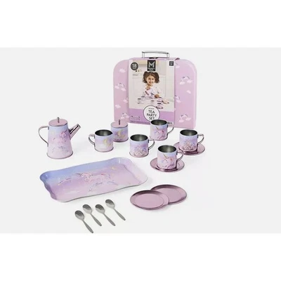 Member's Mark 18-Piece Tin Tea Set Purple Unicorn New in Box - Image 1 of 4
