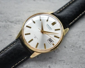 Februar 1971 Vintage Seiko Herrenuhr Gold 7005 2000 Automatik Leder Selten - Bild 1 von 24
