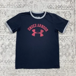 Under Armour T Shirt Loose Heatgear Short Sleeve Black Tee Youth Size Large - Picture 1 of 4
