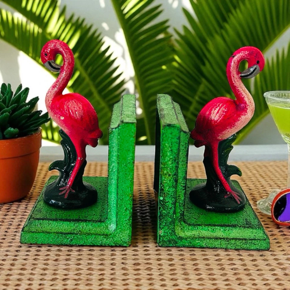 Sujetalibros Tropicales Flamenco Hierro Fundido Palma Playa Retro Kitsch Decoración Maximalista Foto 1 de 4