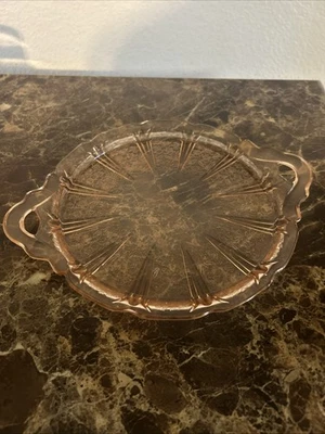 Jeannette Cherry Blossom Depression Glass Handled Tray – 10.5” Wide – Pink - image 1 of 4