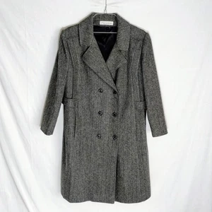 Abrigo Vintage Años 80 Alorna Tweed Lana Doble Pecho XL Oscuro Academia Hecho en Unión - Imagen 1 de 14