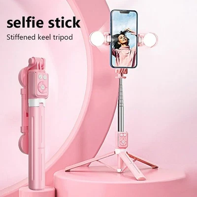 Wireless Selfie Stick Tripod Stand with Light Bluetooth Remote Extendable Stand - Image 1 of 4