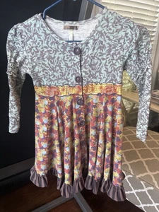 Girls Matilda Jane Dress, Size 8, Contrast Fabrics, Long Sleeve Button Up - Picture 1 of 7