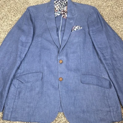Robert Graham 100% Linen Men’s 2-Button Blazer Blue Jacket 42 Classic Fit *Read - Image 1 of 4