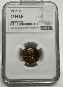 1952 Lincoln Wheat Cent / Penny 1c NGC PF 66 RD Proof Red Low Mintage - Picture 1 of 5